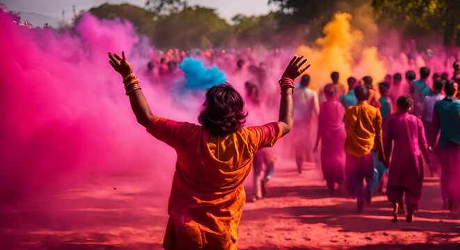 Indian people celebrate the holi festival.
