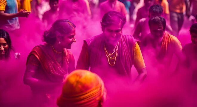 Indian people celebrate the holi festival.