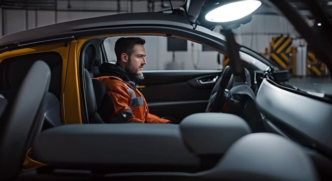 Mannequin in a car crash test.