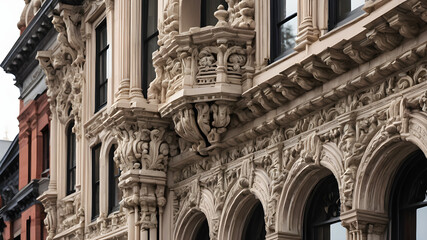 Focus on the intricate details of a historic building.