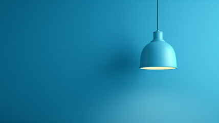 Obraz premium Serenity blue wall with modern hanging lamp
