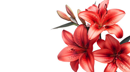 red lily isolated on white transparent background, PNG files