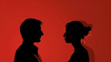 A couple silhouette background looking in different direction , in marriage clash and about to get divorce or to separate hyper realistic 