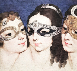 Masquerade watercolor portrait ball medieval mask painting watercolor mask digital art costume mask vector renaissance mask halloween illustration mask design vintage mask art gothic fantasy mask mask