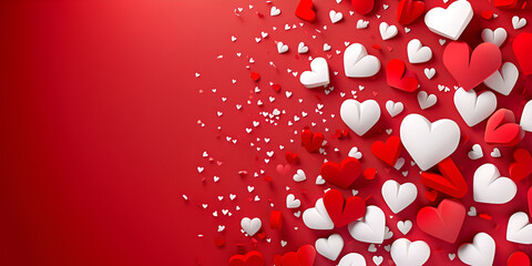 red and white hearts on red background