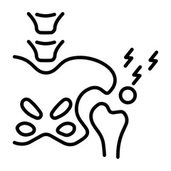 A customizable line icon of pelvic pain 