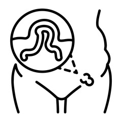 An outline icon of inguinal hernia 