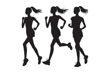 Silhouette of a man running fast. Vector speed illustration