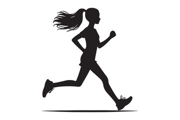 Silhouette of a man running fast. Vector speed illustration