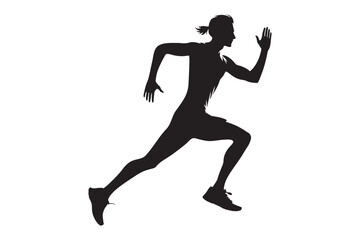 Silhouette of a man running fast. Vector speed illustration