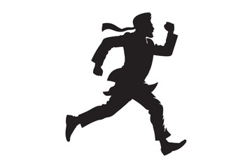 Silhouette of a man running fast. Vector speed illustration