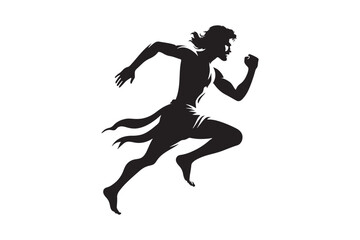 Silhouette of a man running fast. Vector speed illustration