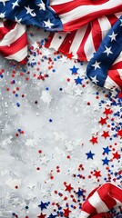 Obraz premium Festive Flowing American Flags with Stars Background