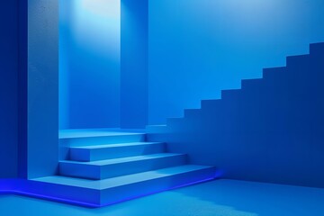 Obraz premium Blue, minimalistic, universal background for presentations. Generative Ai