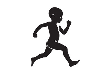 Silhouette of a Baby running fast. Vector speed illustration