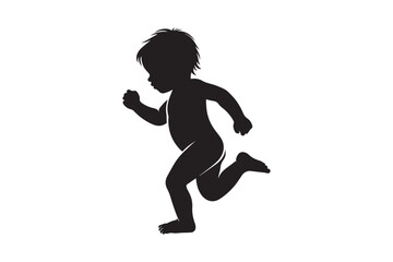 Silhouette of a Baby running fast. Vector speed illustration