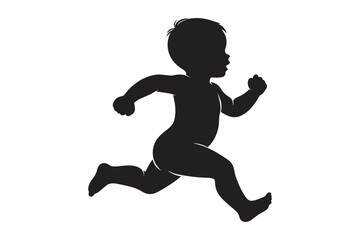 Silhouette of a Baby running fast. Vector speed illustration