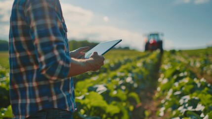The farmer with tablet.