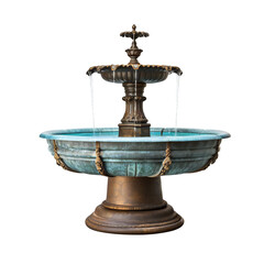 Fototapeta premium Ornate stone fountain with sculptures, png isolated on transparent