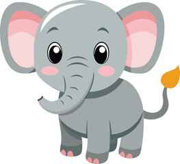 Fototapeta premium Cute Elephant Cartoon Vector illustration On White Background.