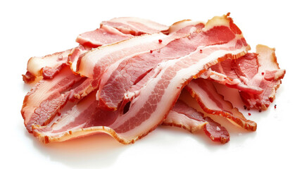 Obraz premium sliced raw bacon isolated on white background