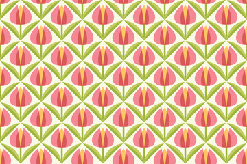 Obraz premium tulip seamless pattern6 spring diamond background