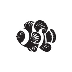  Clown fish Vector Silhouette - Clownfish Illustration - Fish Vector - Fish Silhouette.