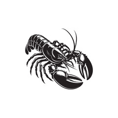 Lobster Silhouette - Black Lobster Illustration - Lobster Vector.
