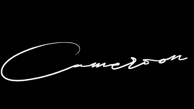 The writing of the words Cameroon is animated frame by frame. Video uses transparent background, alpha channel.