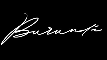The writing of the words Burundi is animated frame by frame. Video uses transparent background, alpha channel.