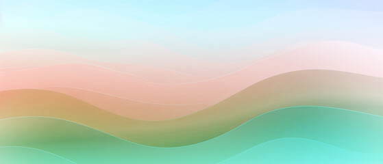 Fototapeta premium Abstract Gradient Waves Background with Soft Pastel Colors in Blue, Pink, and Green Tones, blurred noise and grainy texture