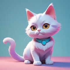 Fototapeta premium there is a cat that is sitting on a purple surface