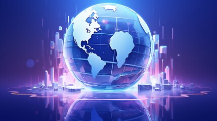 Fototapeta premium Digital Globe Representing Global Network and Connectivity in a Futuristic Setting