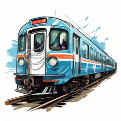 AI Image Generator, Scenic Train Journey through Lush Green Landscape