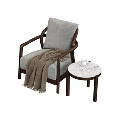 armchair isolate on a transparent background, interior furniture, 3D illustration, cg render
