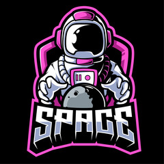 Printspace moon mascot logo illustration
