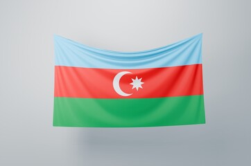 Naklejka premium Azerbaijan National Flag Waving Proudly. 3D Flag Banner Illustration image.
