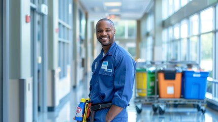 The janitor in hospital hallway