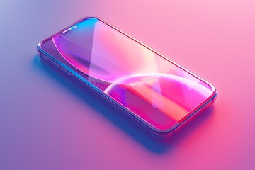 Modern smartphone with colorful abstract screen displayed on a gradient background, highlighting sleek design and advanced technology.