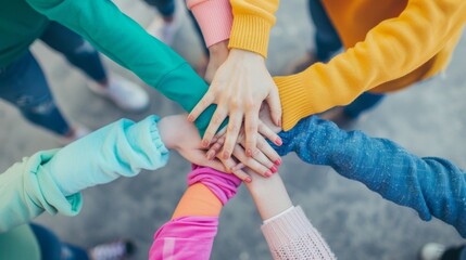 Obraz premium The group hands unity