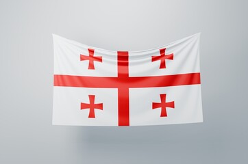 Georgia National Flag Waving Proudly. 3D Flag Banner Illustration image.