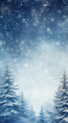 Trees covered with hoarfrost and snow and blue sky in mountains - Christmas background