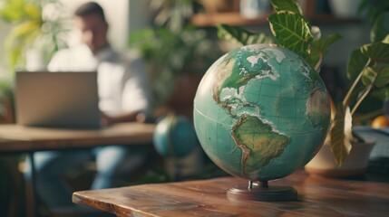 The Globe on Wooden Desk