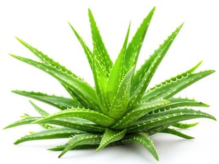 Fototapeta premium Aloe Leaf. Closeup of Green Aloe Vera Plant Isolated on White Background