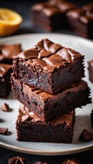 Indulgent squares of chocolate brownies with a smooth, shiny ganache topping, ready to delight any chocolate lover