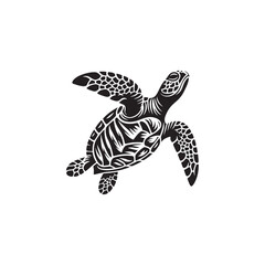 Sea Turtle Silhouette - Sea Turtle Vector - Sea Turtle black Illustration.