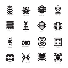 Handy Collection of African Symbols Solid Icons 

