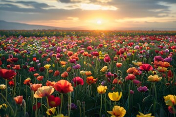 Obraz premium Beautiful field full of flowers