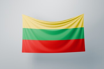 Lithuania National Flag Waving Proudly. 3D Flag Banner Illustration image