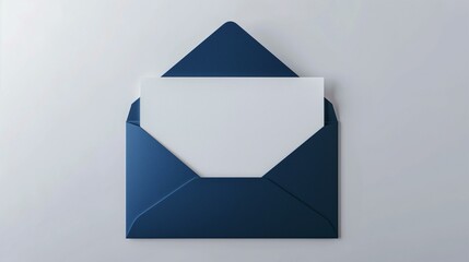 Blank White Card with Blue Paper Envelope Template Mockup for Stationery Design